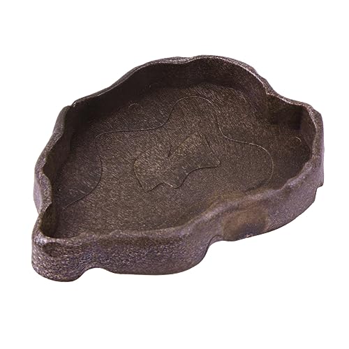 HOUDERCO Reptile Resin Food Bowl Feeding Dish for Tortoise Lizard Frog and Compact Design for Food Snacks and Water Use Deep Coffee Color