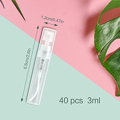 40 PCS Mini Spray Bottle Empty Perfume Atomiser Clear Perfume Bottle 3ml Refillable Portable Sample Spray Bottles For Liquid Perfume Makeup Tool Travel
