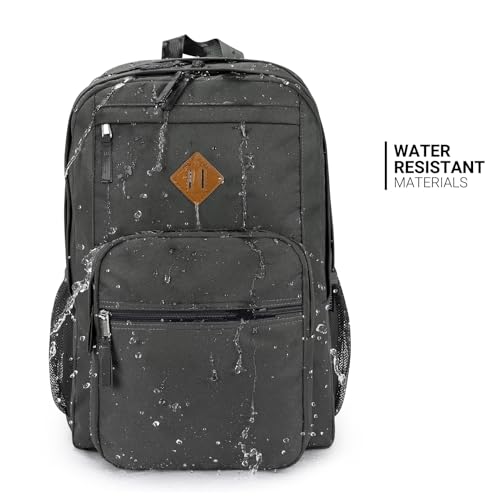 Image of ZORFIN 36L Backpack for College, and Travel: Water Resistant Bookbag with 8 Compartments - Forge Grey