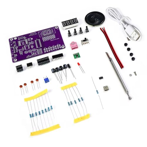 Roxvue Kit de Bricolaje de Radio Multifunción 87-108 MHz FM Radio Ajustable Módulo de Bricolaje Pantalla Digital LED Volumen Ajustable Sin Carcasa