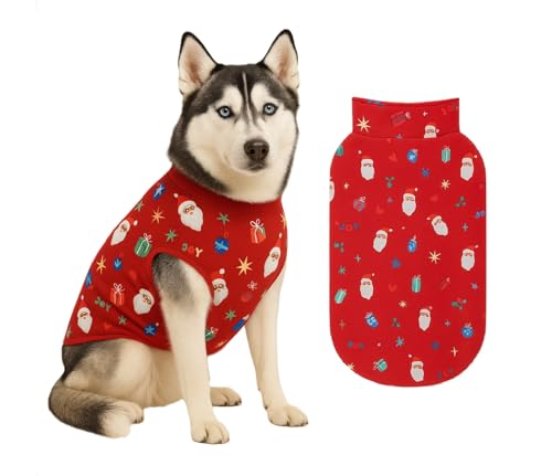 Image of The Pets Company Dog Winter Coat Jacket, Cloth, Windproof, Light Weight, Washable, Ultra Warm Thick Fleece Lined Dog Vest for Cold Weather Protection, (Christmas Cherry, Med - Large - 22 Inch)