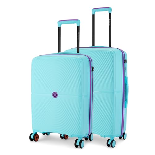 Image of Nasher Miles Bali Hard-Sided Polypropylene Luggage Set of 2 | 55cm & 65cm | 8 Wheels Small & Medium Trolley Bag for Travel | Suitcase (Light Blue)