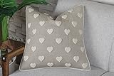 VAGMINE Hand Embroidered French Knotted Hearts Square Decorative Accent Throw Pillow Cover - Bedroom