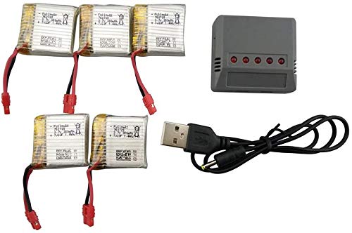 Fytoo 5pcs 3.7V 380mah Litio Batería y 5 en 1 Cargador para SYMA X21 X21W X26 Quadcopter RC Drone