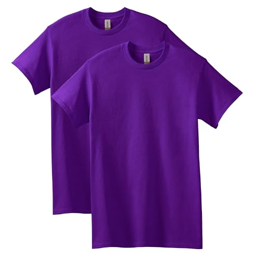 Gildan Men's Heavy Cotton T-Shirt, Style G5000, 2-Pack, Purple, Large