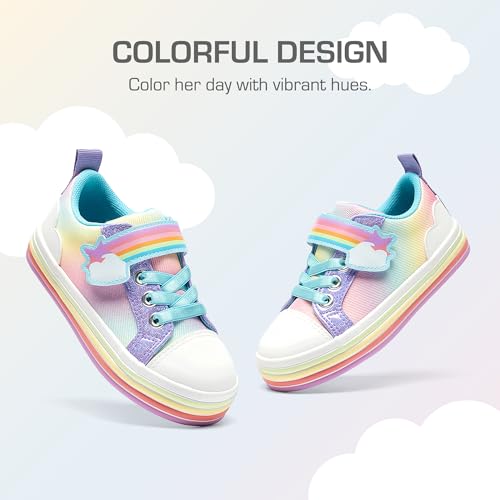 DREAM PAIRS Toddler Girls Shoes Rainbow Sneakers Casual School Walking Hook and Loop Footwear for Toddler/Little Kids2