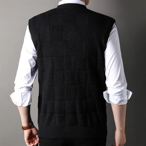Men's Luxury Knitted Pullover Vest Casual Button Solid Color O Neck Sleeveless Loose Knitwear Top4