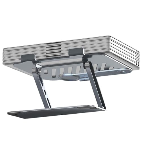 Support magnétique pour ordinateur portable, réglable, pliable, réglable, en acier allié, à 360°, avec refroidissement ergonomique, support rotatif...