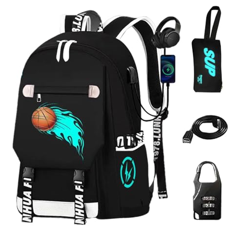 Mochila de anime para meninos, luminosa, para escola, mochilas legais, Preto, Large, Mochila para meninos