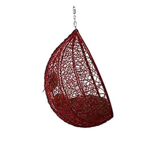 Image of HUMAIRA OUTDOOR FURNITURE Hammock Swing Chair Without Stand for Home, Hanging Swings for Indoor, Balcony, Patio, Yard,Garden (Maroon Basket with Dark Brown Cushion)