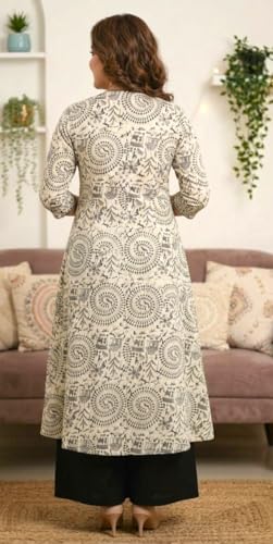 Image of CREATION & YOU Women Plus Size Cotton Printed Kurta with Pant Set | Work /Office Wear Kurta Set for Women