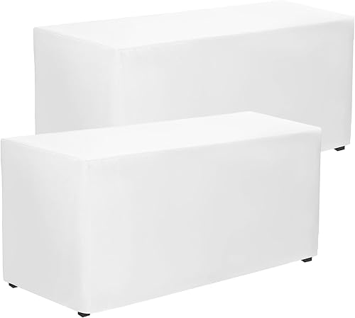 Paquete de 2 manteles rectangulares ajustables de color blanco de 72 x 30 pulgadas para mesa de 6 pies en poliéster lavable, mantel de 6 pies para disponible en Yaxa Peru