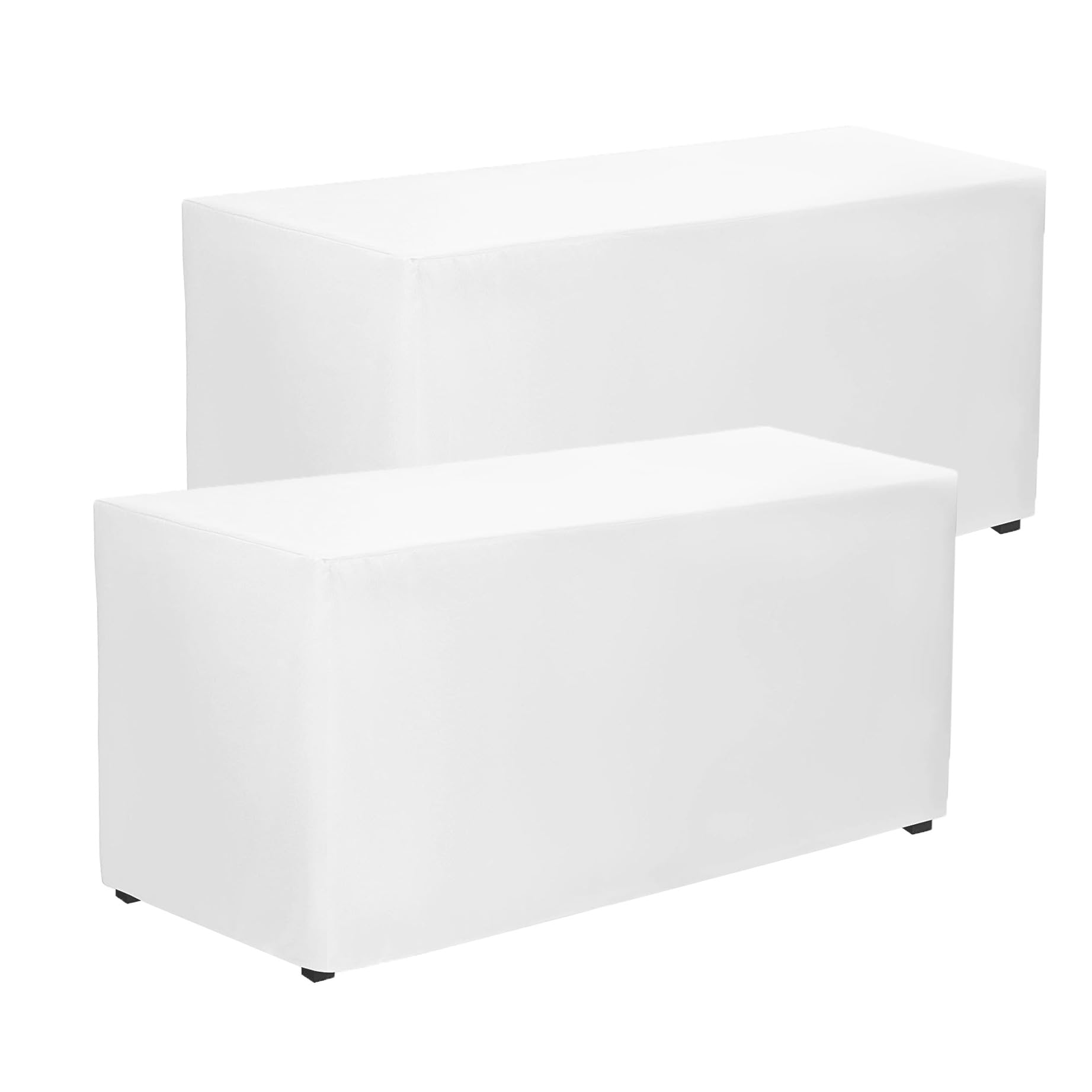 PLOYMONO Weiße Tischdecken, 2 Stück, 2,4 m (96 x 30 lnch) | Rechteckige Tischdecke aus hochwertigem Polyestergewebe – ideal für Messen, Buffets, Bastelausstellungen, Hochzeiten, Partys