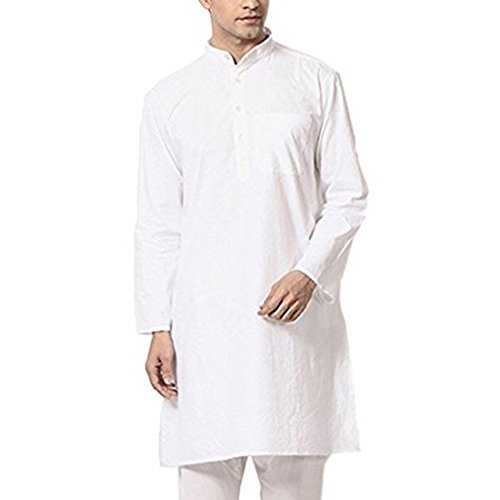 Ensemble Kurta Pyjama Homme en Lin Royal Blanc XL Haute Qualité