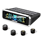 leepee S13 Car Tire Pressure Monitoring System, USB/Solar TPMS 0-87PSI for RV, Auto Security Alarm Systems Digital LCD Display, Trailer TPMS with 4 Sensors & 5 Alarm Modes
