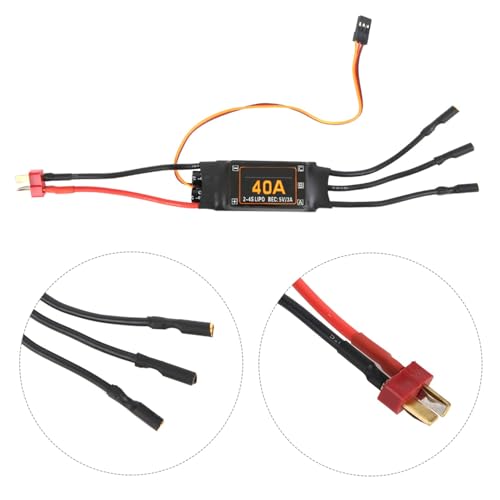 40A ESC, 40A Speed Controller Bürstenloser ESC mit Niederspannungs-Abschaltschutz RC Drone Helicopter Upgrade Teile Zubehör(Schwarz)