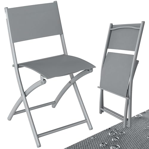 CASARIA® Sillas Jardin Plegables Set de 2 Capacidad Carga 130kg Metal Resistente Intemperie 46x52x80 Silla Balcón Terraza
