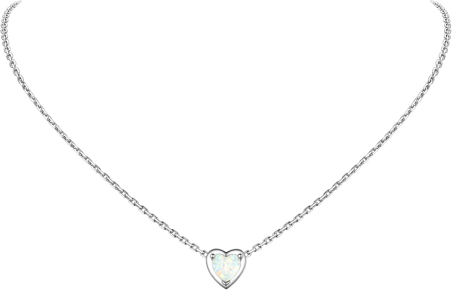 925 Sterling Silver Pendant Necklaces for Women, Heart/Round Birthstone Necklaces Birthday Jewelry for Mother Wife Daughter (with Gift Box)