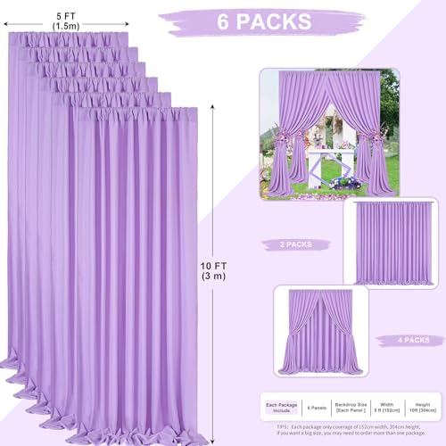 Image of Lavender Backdrop Curtains 30x10ft: Party Light Purple Backdrop Drapes Fabric - Wedding Photography Background Decorations