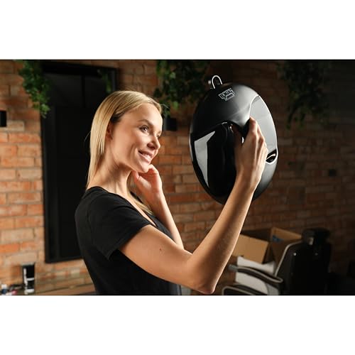 PONIK’S PROFESSIONAL - Tragbarer schwarzer professioneller Friseurspiegel für Salonfriseure, Schwarz, 28 cm, Runde