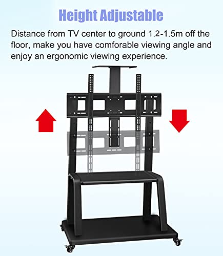 Soporte para TV negro para 50+ pulgadas con ruedas y 2 repisas miniatura 7
