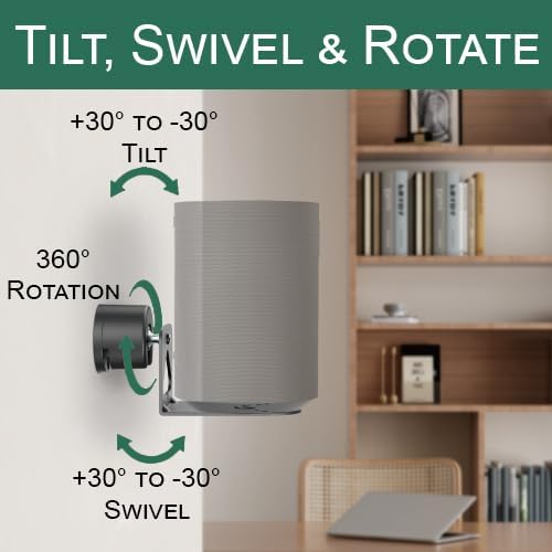 ynVISION.DESIGN Pair of Adjustable Wall Mount Brackets Compatible with SONOS ERA 100 and ERA 300 | Tilts, Swivels and Rotates | Black | 2 Pack - Image 4