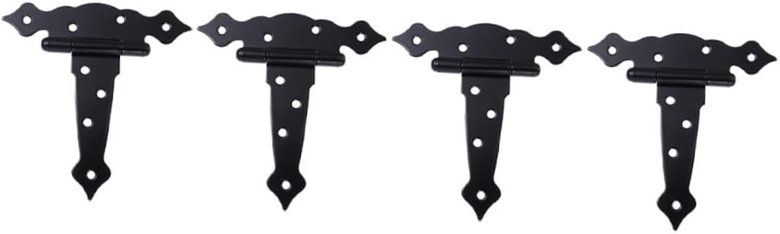 LIFKOME 4pcs Decorative Black Painted Wooden Door Hinges Heavy Duty Tee Hinges Bearing Design for Doors Gates Sheds