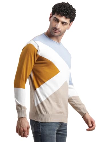 Pull en tricot multicolore homme sweat-shirt col rond chaud