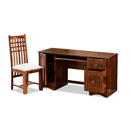 Image of Solid Sheesham Wood Study Table for Adults | Computer Table for Home | Wooden Writing Desk | Office Table for Office Work | Work from Home Table with 2 Drawers (8)