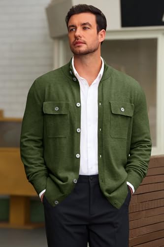 Runcati Mens Stand Collar Cardigan Sweater Button Down Long Sleeve Cardigan Jacket Casual Winter Knitted Sweaters4