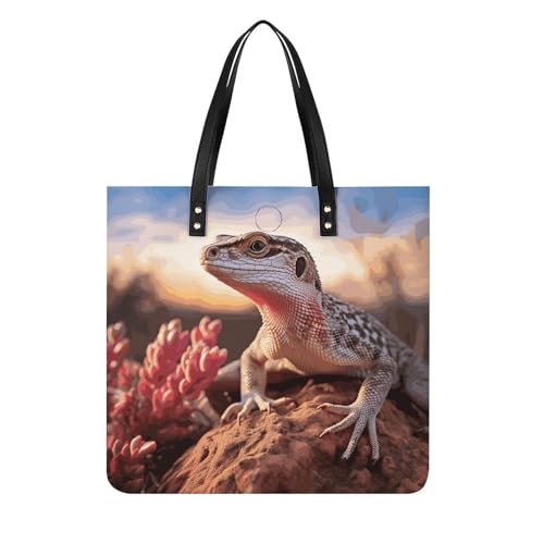 Sac seau souple en cuir végétalien blanc motif lézard pour femme