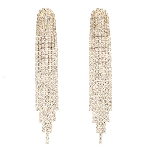 Gold Rhinestone Chandelier Earrings for Women