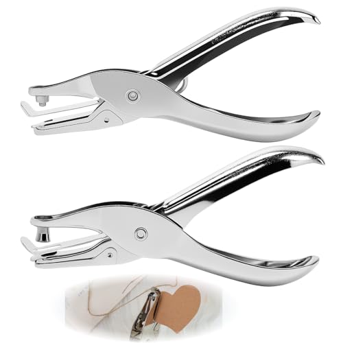 2 unidades Perforadora de un solo agujero 6 mm & 3 mm, pinza metálica para papel, tarjetas, fotos, scrapbooking y manualidades, ideal para escuela y oficina