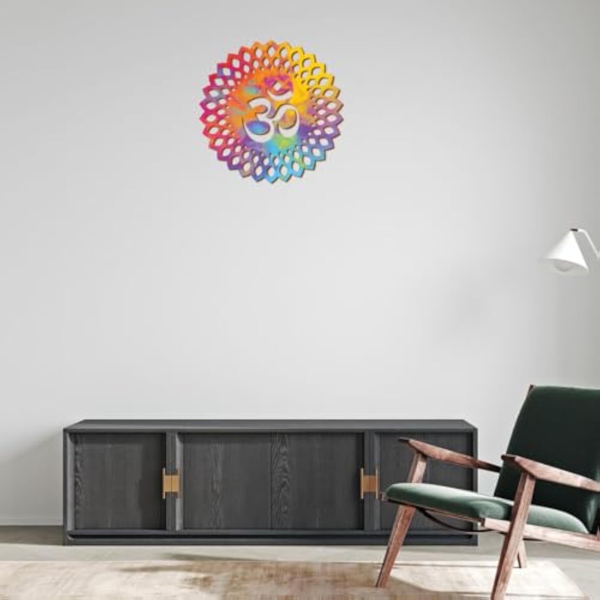 Wooden Om Symbol Mandala Pattern Wall Hanging