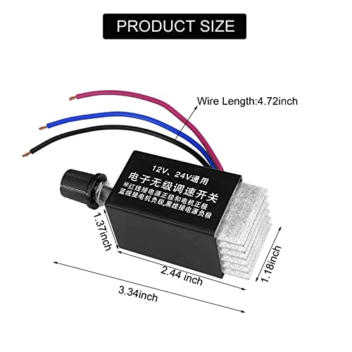 2 Pcs Dc Motor Speed Controller Universal 12V 24V Speed Adjustable Electronic Stepless Speed & Brightness Regulator Switch With Heat Sink For Car Truck Fan Heater Evaporator Defroster And Bulb Control #TOP3