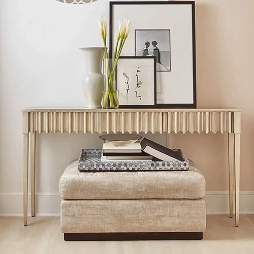 Mesa de Entrada Moderna, Mesa Transicional Estrecha, Mesa de Entrada de Madera Maciza Color Oro Champagne, Detrás de La Mesa del Sofá, Gabinete Decorativo para Vestíbulo de Entrada (Color : Beige, S