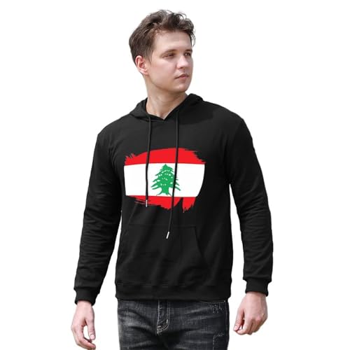 Lebanon Flag Unisex Casual Hoodies Long Sleeve Lightweight Pullover Tops Loose Sweatshirt with Pocket4