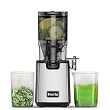 Fretta Entsafter Slow Juicer Machine, Entsafter Gemüse und Obst Testsieger, 250W Edelstahl Saftpresse Elektrisch Obstpresse mit 135mm Großem Öffnung, Leicht zu Reinigen, Umkehrfunktion, BPA Frei
