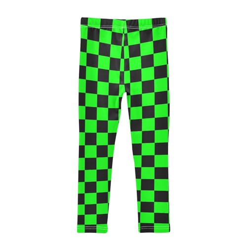 Wusikd Black Green Squares Girls' Leggings Toddler Doodles Kids Yoga Pants Dance Active Tights 6T2