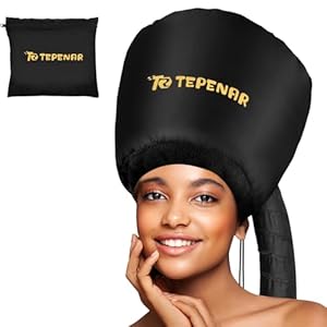 TEPENAR Hair Dryer Bonnet Attachment – Upgraded Extra Large Bonnet Hair Dryer for Speeds Up Drying Time – Soft Adjustable Hooded Hair Dryer Cap Use for Hair Care Styling Fast Drying