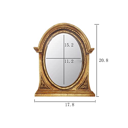 Eaoundm 8.3 X 7.1 Inch Antique Resin Frame Decorative Wall Mirror Vintage Hanging Mirrors Tabletop Mirrors Gold Oval thumb #7