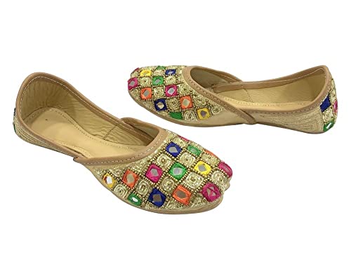 Juttis for Girls Toddler/Little Kid/Big Kid Ballerina Flat Slip on Formal Party Shoes Juti Girls Beaded Mojari Punjabi Jutti3
