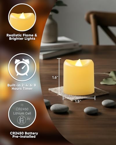 Image of 5plots 12-Pack 400+Hours Remote Control Candles, Votive Candles with 2 /4 /6 /8H Timer, Battery Operated Tealights for Party, Table Centerpiece, Home Decor, Halloween, Thanksgiving, Christmas