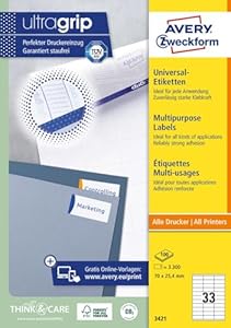 Avery Zweckform Universal Etiketten 70x25,4mm, 3.300 Stück