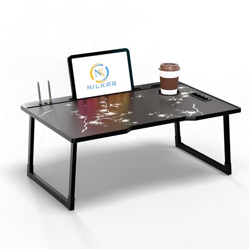 Image of Study Table Bed Table Premium Laptop Table /Foldable and Portable Wooden /Writing Desk for Office /Home /School (CTD Flower)