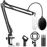Luling Arts マイクアーム マイクスタンド 卓上 ポップガード ショックマウント付き HyperX QuadCastコンデンサーマイク用調整可能なサスペンションブームシザーアームスタンド 収録 配信 実況【耐荷重2kg】