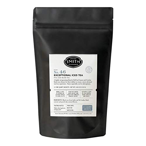 Smith Teamaker | Exceptional Iced Tea No. 46 - Full Leaf Black Tea, Black Currant & Peach Skin | Refreshing Caffeinated Black Iced Tea (12 Count - 1 Quart Sachets)