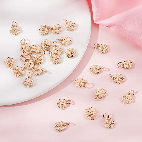 Beebeecraft 1 Box 40Pcs Flower Charm 925 Sterling Silver Plated Peach Blossom Dangle Charm Pendants with Jump Rings for DIY Jewellery Making (10.5x12x3.5mm) - Image 4