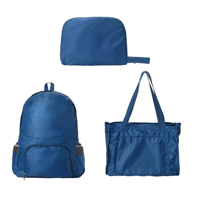 Mochila Bolsa Dobrável 2 em 1 Nylon Leve Ecobag (Azul Petróleo)
