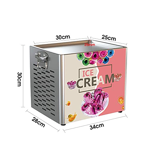 Neue gebratene Eismaschine, kommerzielle elektrische gebratene Joghurt-Eiscreme-Rollenmaschine, 30 * 25 cm quadratische… – Bild 3